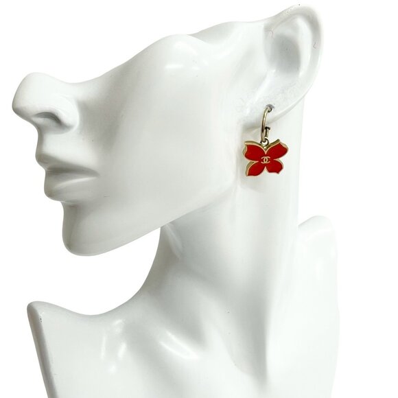 CHANEL Vintage Orange Logo Earrings
